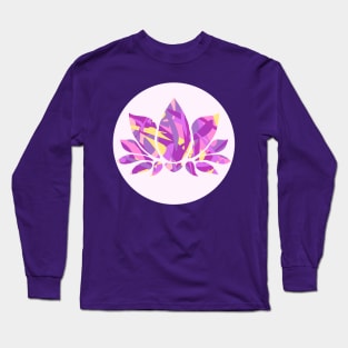 PINK PURPLE YELLOW LOTUS FLOWER, LOTUS DESIGN, PAINT SPLASH PATTERN Long Sleeve T-Shirt